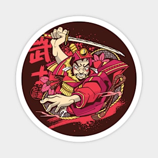 Vibrant Japanese Samurai Warrior Anime Magnet